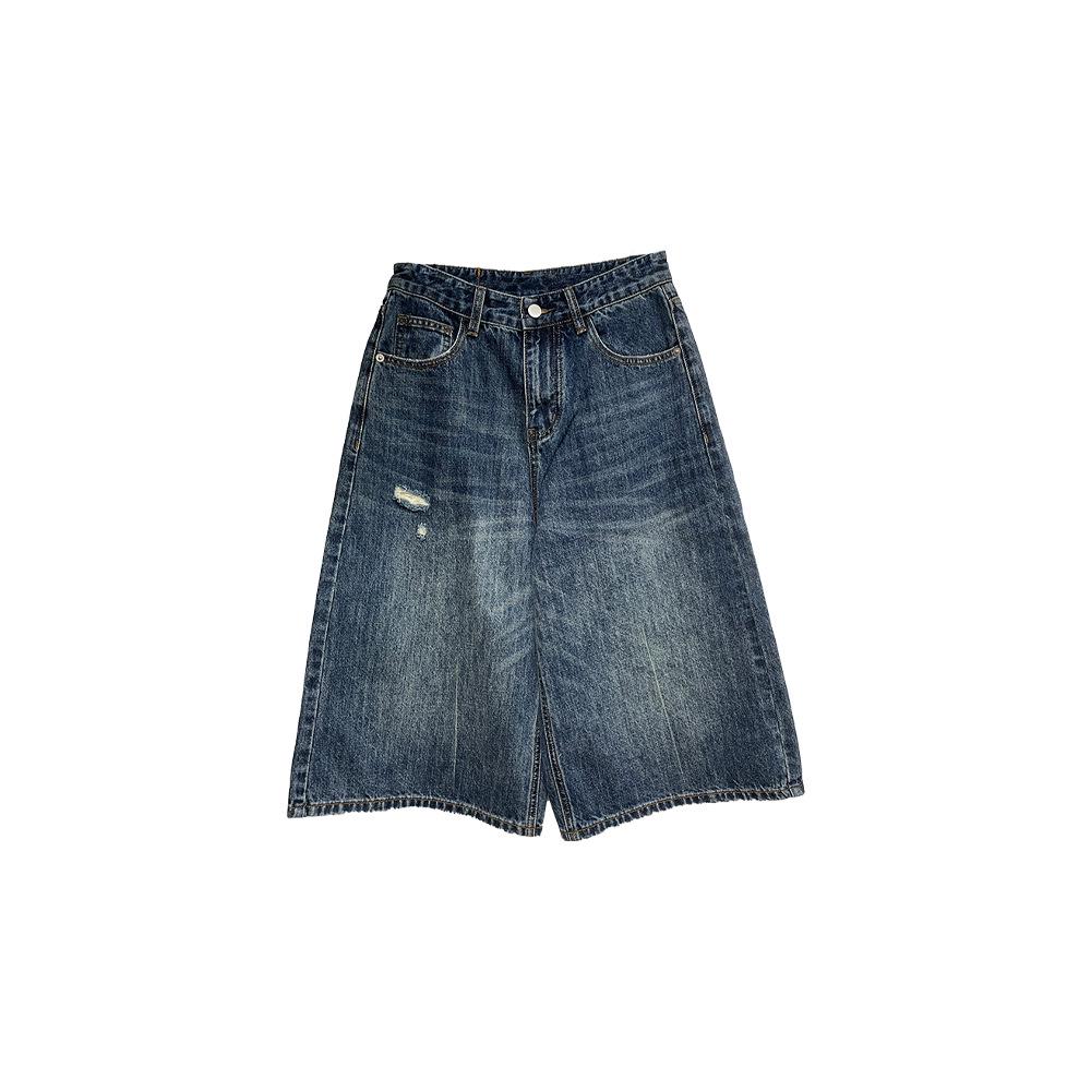 Yuyi Summer 2026 Women s Mid-Waist Ripped Denim Shorts - Blue Jeans CY1461 S