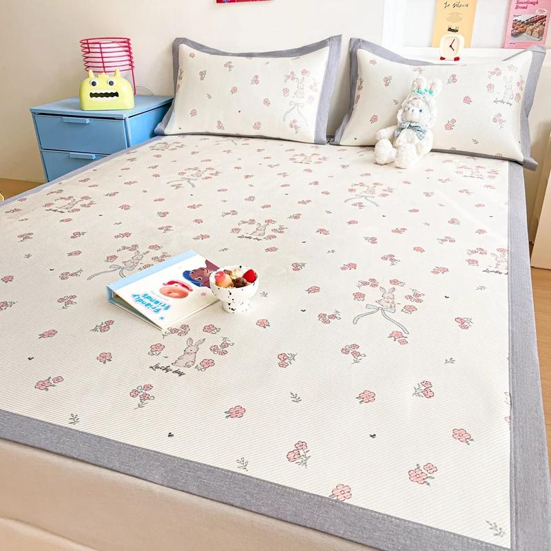 Premium End Animated Ice Silk Bed Mat Summer Cool Down Sleeping Mat Bed Adult Child Washable Cooling Bed Pad and Pillowcases