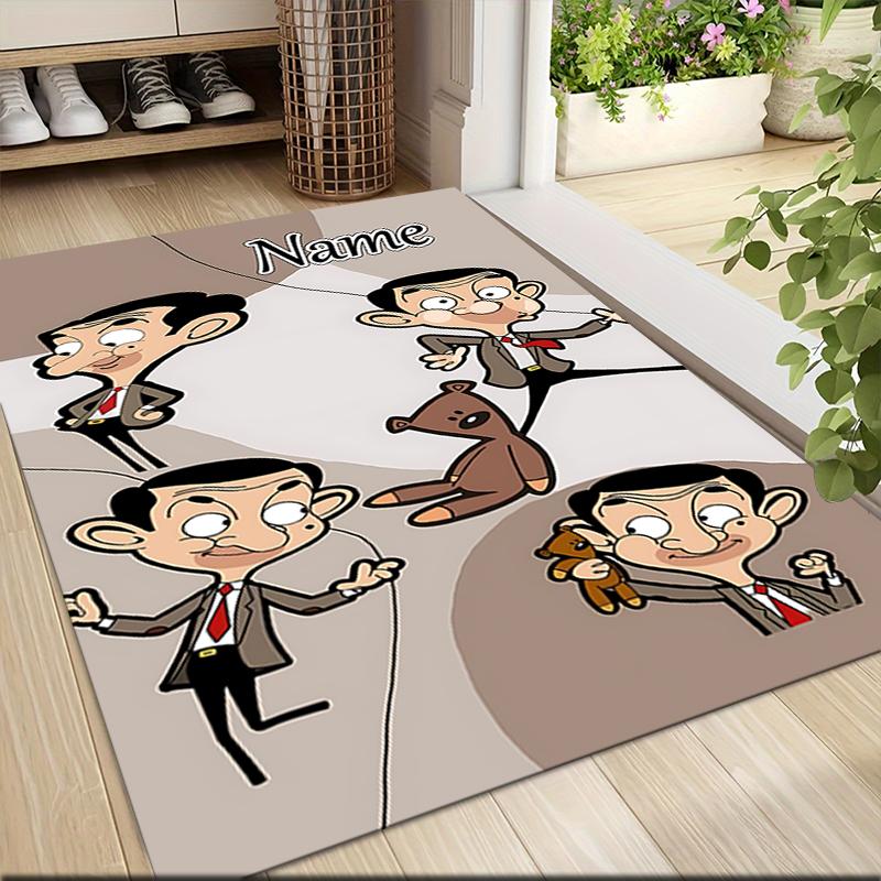 Custom Name Mr. Bean's Adventure Carpet Rug Customizable Soft Washable Anti-Slip Home Living Room Sofa Mats Personalized Rug. 0909292