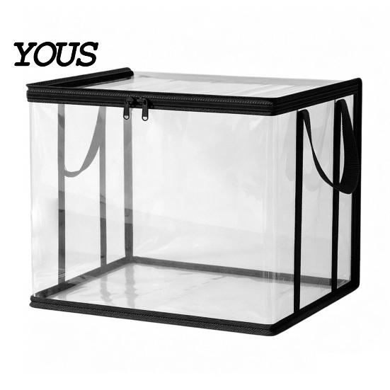 Student Textbooks Organizer Clothes Storage Bag, with Lid And Handles, Large Capacity Dustproof Toy Bag Organizer, Transparent PVC Container for Book