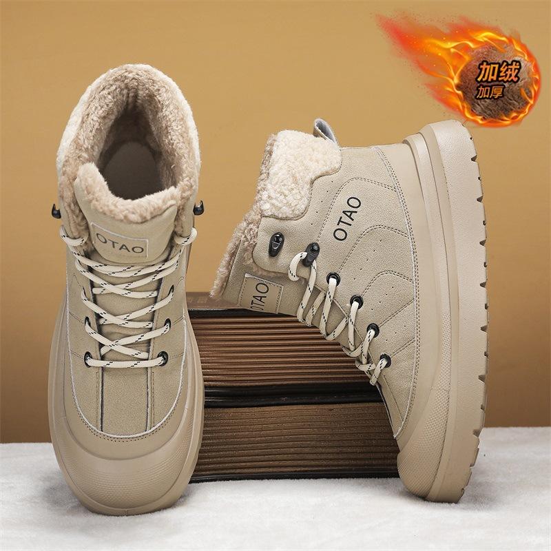 High-top winter velvet thickened warm cotton shoes with integrated fur outdoor waterproof and non-slip Martin boots