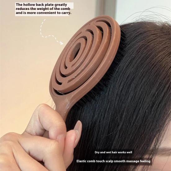 

Массажная расческа с антистатическими щетинками, термозащита, расческа для придания объема, инструмент для здоровой укладки волос коричневый