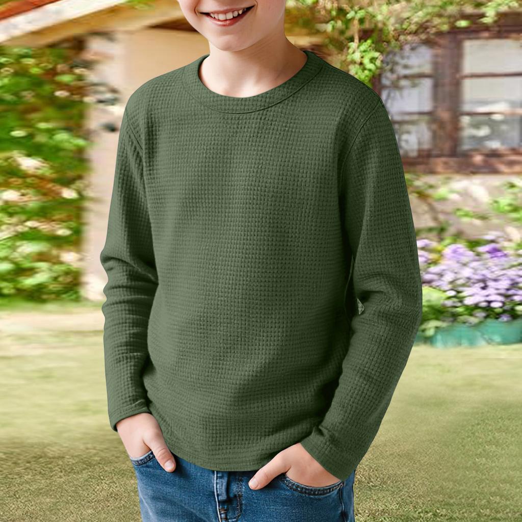 Kids Sweatshirt Boys Long Sleeve Shirts Soild Casual Pullover Shirt Outdoor Fall Clothes For Teen Boy