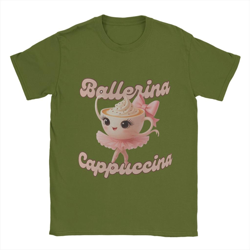 Ballerina Cappuccina T Shirt For Men Summer Funny Coffee Meme Streetwear T-Shirts Comfortable Tees Plus Size Design Tops