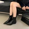 Pointed Korean Version of Short Boots Women's Sleeve Square Heel Women's Boots Thick Heel Thin Boots Niche Design High Heel Martin Boots