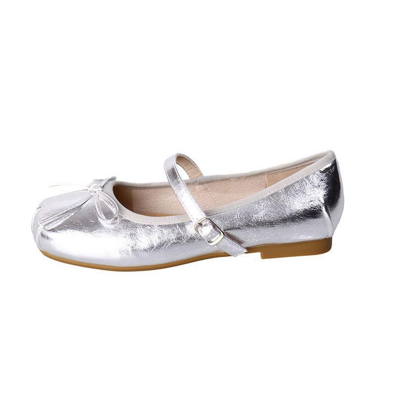 Ballet shoes women's new French one-word with light mouth with skirt single shoes bow flat Mary Jane shoes