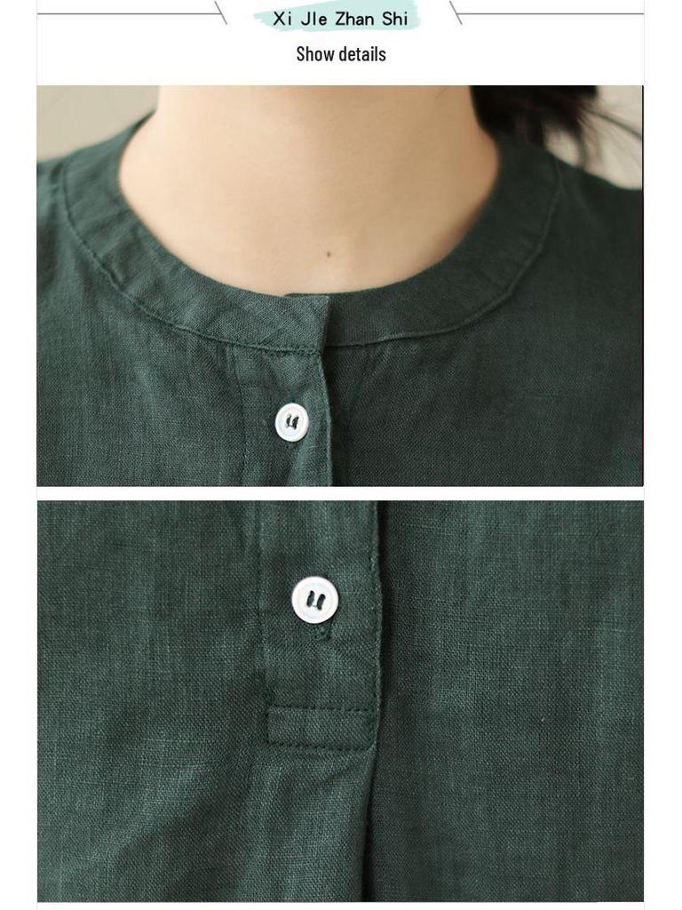 Women's Plus Size Linen Cotton Sleeveless Summer Top - Loose Fit for Middle-Aged & Elderly