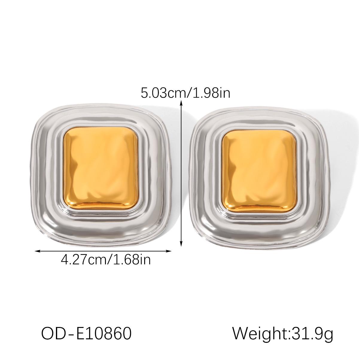 Стильные геометрические серьги-гвоздики из нержавеющей стали с цветовыми блоками - Универсальный легкий стиль Ins, роскошные серьги для женщин