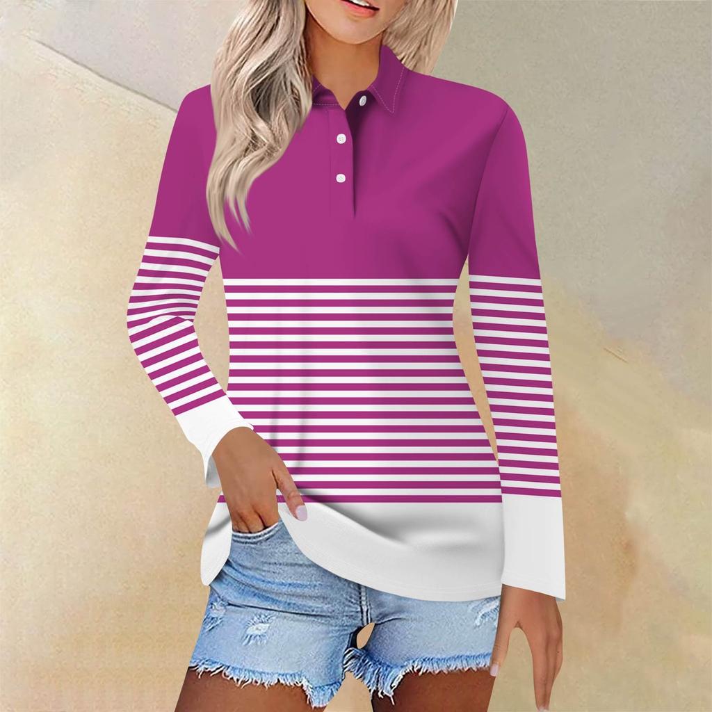 Women's Fashion Casual Lapel Short Long Sleeve Print Shirt Women's Button Up Tops