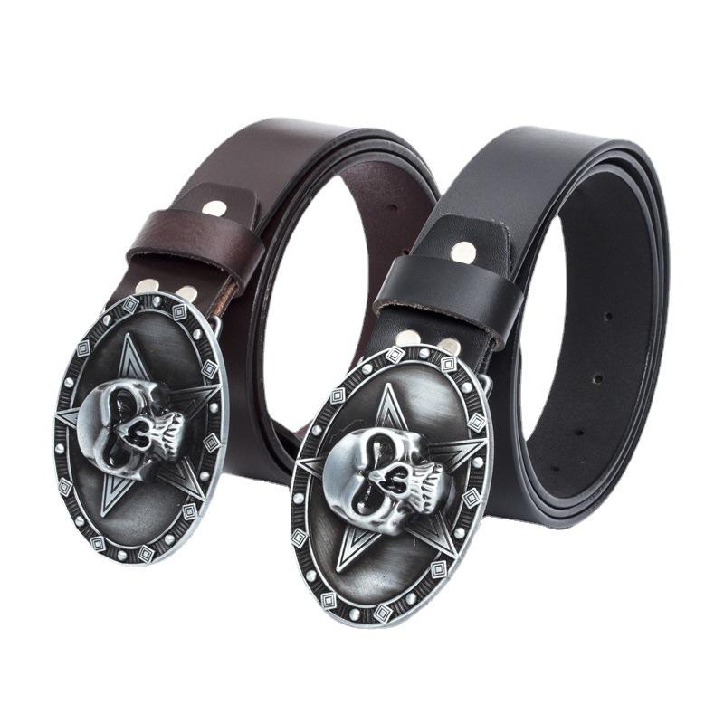 Retro Belt Skull Pentagram Fashion Trend Personality Youth Belt Cowhide Belt