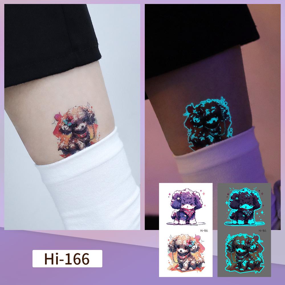 Rikalong Blaue Leuchtende Tattoo-Aufkleber: Niedliche Tierdesigns für Haustiere & Festivals