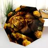 Lion and Rose pattern, automatic folding umbrella, portable and foldable design, 8 ribs, a Christmas or birthday gift.
