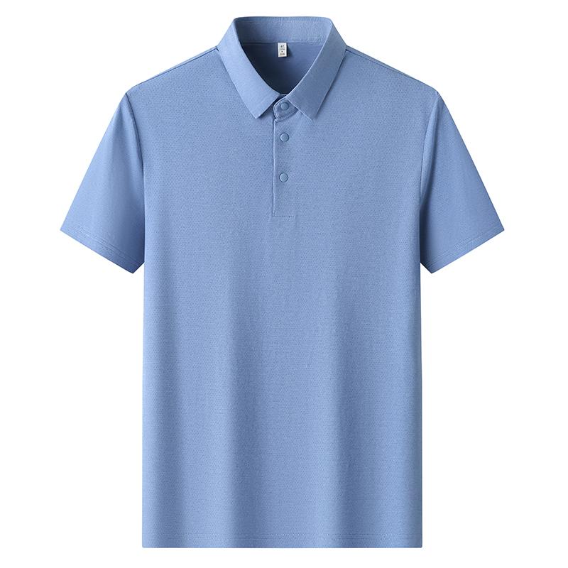 2025 New Summer Men's Lapel Solid Color Short-sleeved T-shirt Absorbent Quick Drying Polo Shirt