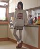 AMBLER Sweet Home Applique Embroidery Sweatshirt Amm1323 (Oatmeal)