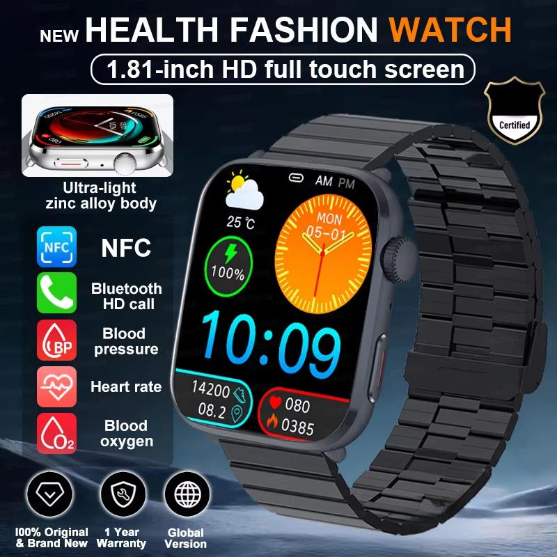 2025 Nové chytré hodinky pro zdraví krevního tlaku s NFC Muži 24hodinový srdeční tep Bluetooth hovory AI Diagnostika Chytré hodinky pro IOS Android