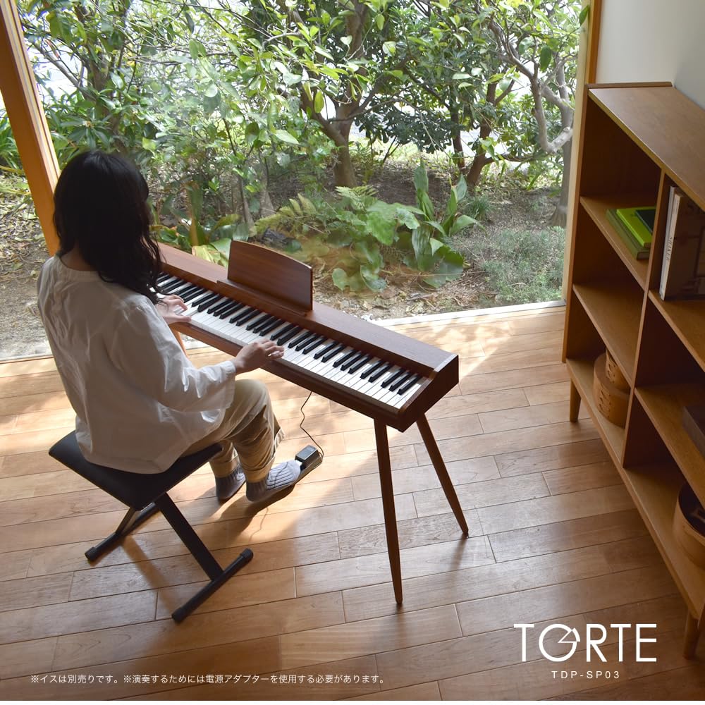 TORTE Electronic Piano 88 Keys Keys Full Scale Japanese Notation 128 Voices Wooden Housing Black with Stand Manual Semi-Weight TDP-SP03WL/BK [Sustain