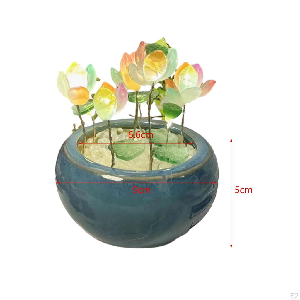 DIY Lotus Night Light Material Kit Table Ornament Ceramic Pot Mini Lamp