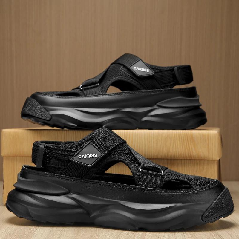 

Модные летние мужские сандалии, мужская повседневная обувь, брендовые мужские сандалии для мужчин, пляжные роскошные дизайнерские сандалии на платформе, обувь 45 чёрный