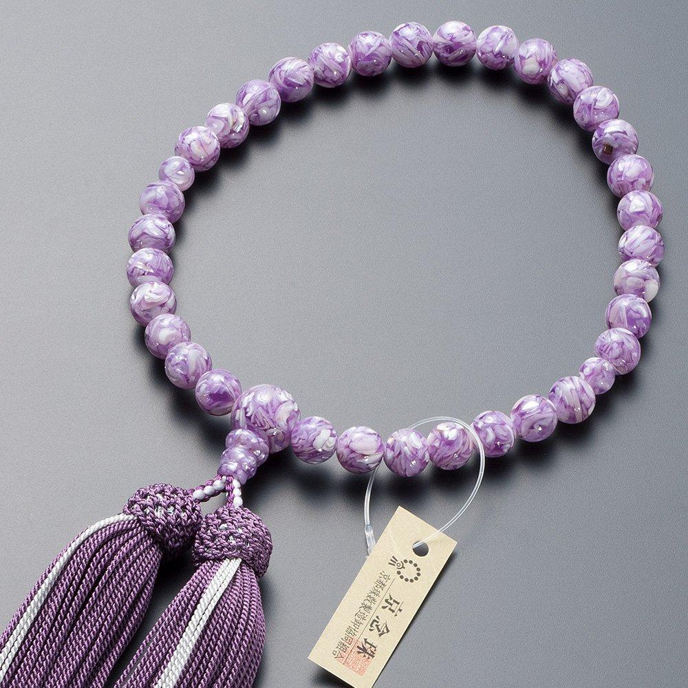 Buddhist Altar Shop Takita Shoten Kyoto Prayer Beads for Women Lavender Shell 8mm Beads Pure Silk Tassel with Head Bead Bag Included Prayer Beads for