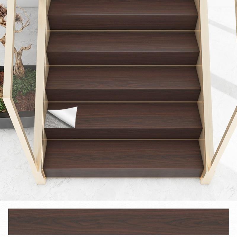 

Stair Self-adhesive Anti-slip Stickers Renovation and Decoration of Old Stairs with Thickened Wood Grain Stickers PVC Material 20x500cm