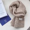 Green knitted scarf women's autumn and winter white Korean version ins solid color new student warm wool scarf