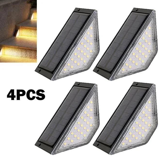 1/2/4PCS Solar Deck Lights Outdoor Step Fence Lights Waterproof Solar Lamp for Railing Stairs Pathway Garden Light Decoration
