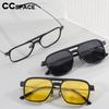 Pure Titanium Mannen Gepolariseerde Magnetische Clip Zonnebril 3-in-1 Retro Piloot Dubbele Brug Myopie Bril Optische Glazen Met Recept