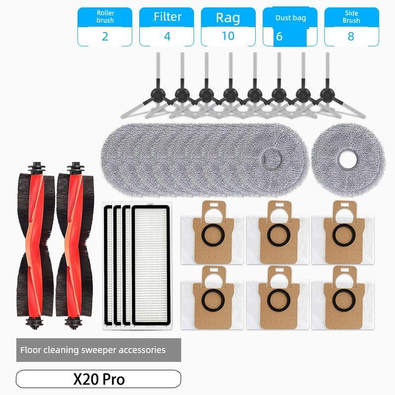 Accessories for Xiaomi Sweeping and Mopping Robot X20 Pro: Side Brush, Filter, Cleaning Cloth, Dust Bag, Cleaning Fluid, Consumables