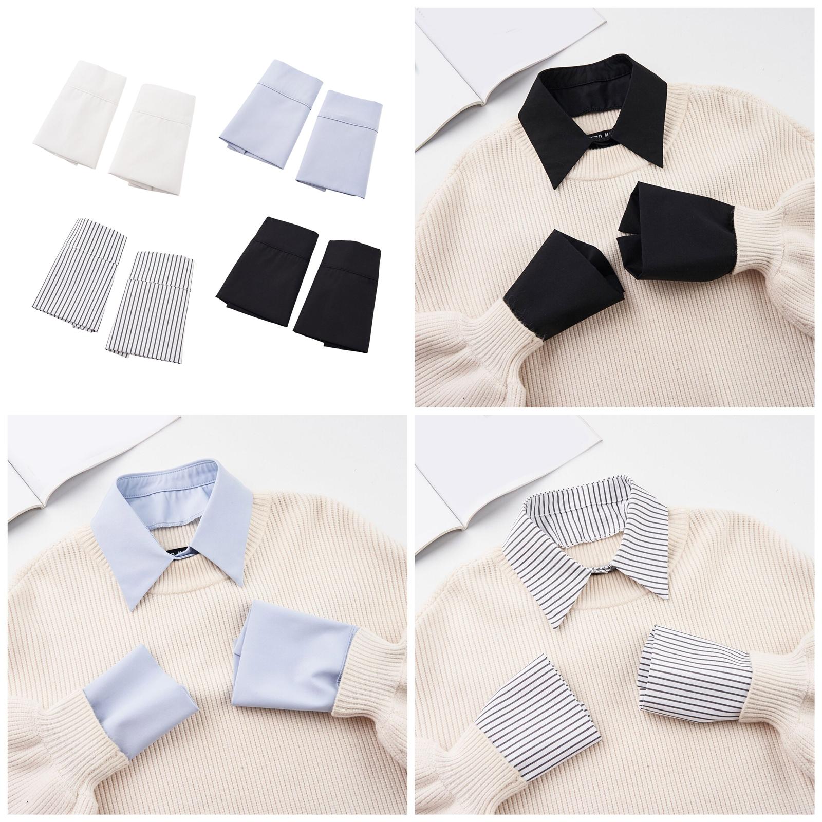 

Sleeve Wrist Cuffs Polyester Detachable Striped/Solid Color Shirt Accessory for for Hoodie Sweater Dress Shirt Ornament світло-синій колір