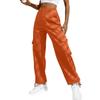 Women  Elastic High Waist Pant Casual Active  Fit Wide Leg Long Pants Trousers With Pockets