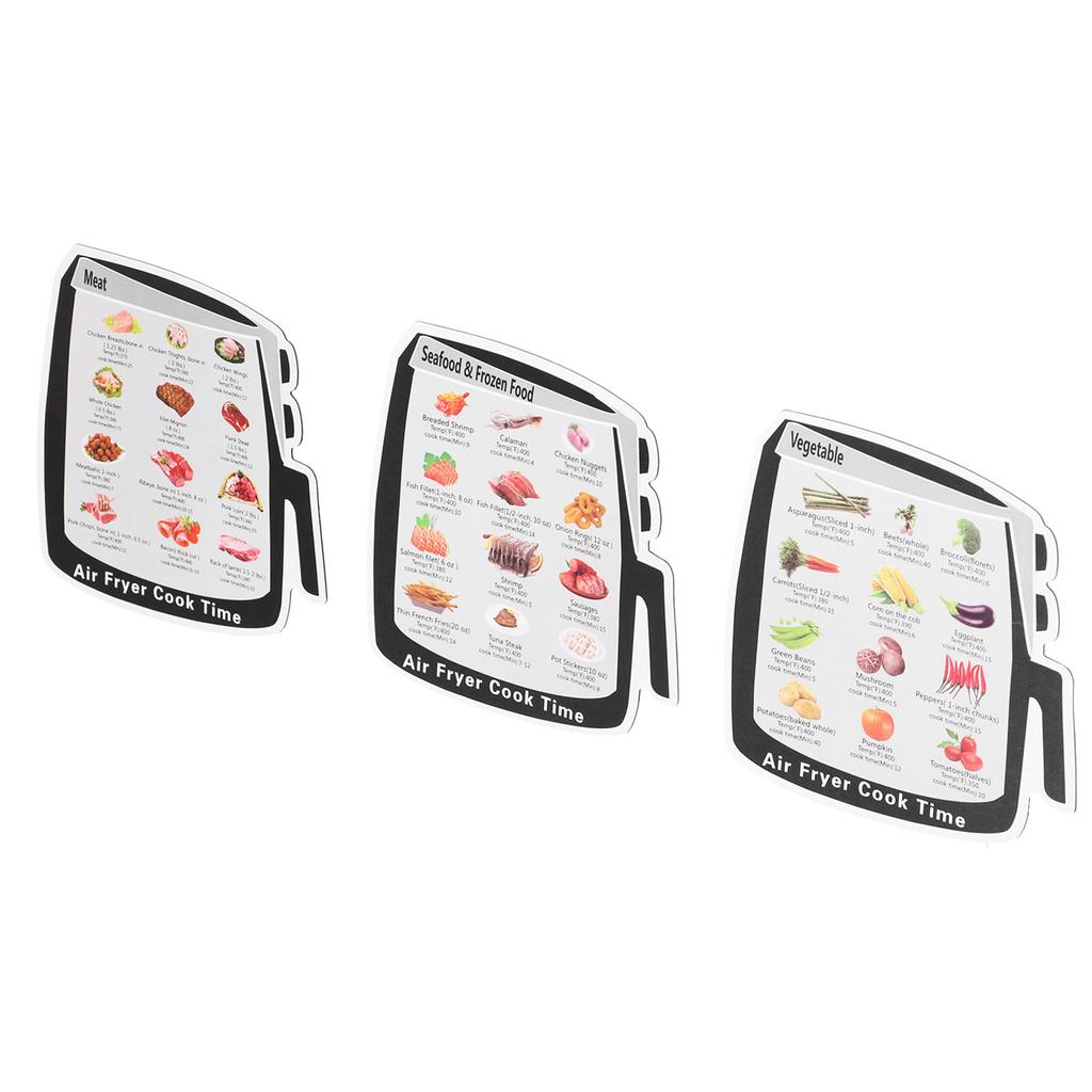 3Pcs Kitchen Cooker Magnet Guide Vegetable Meat Seafood Frozen Food Cooking Times Reference1