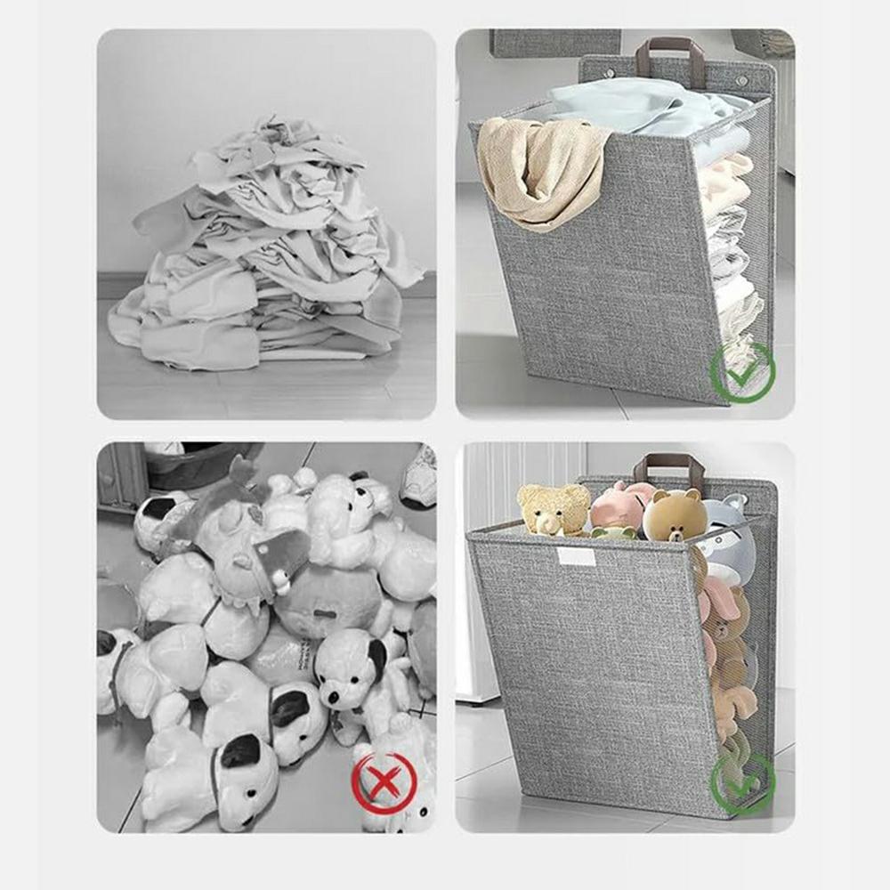 Foldable Hanging Laundry Hamper Bathroom Clothes Basket Wall-Mounted Washing Bin, Size M