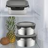 Stainless Steel Food Container Fresh Keeping Box Sealed Lid Crisper Lunch Meal Prep Storage Fridge Kitchen Set Round Square Bowl