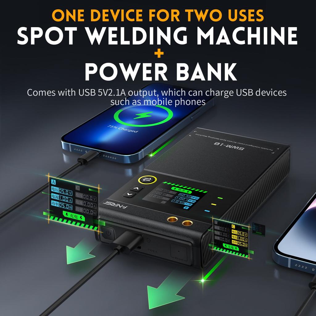Portable Spot Welder, 4-Gear Adjustable Battery Welder for 18650 Battery Welding Nickel Sheets Iron Stainless Steel, Welder Machine with LCD