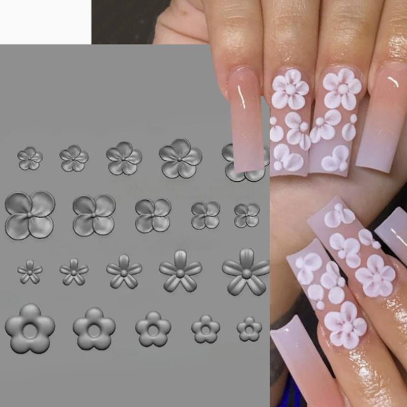 1Pcs Cute Flower Nail Art Mold Silicone Nail Charm Stereoscopic Relief 3D Nail Template Diy For Manicure Decoration