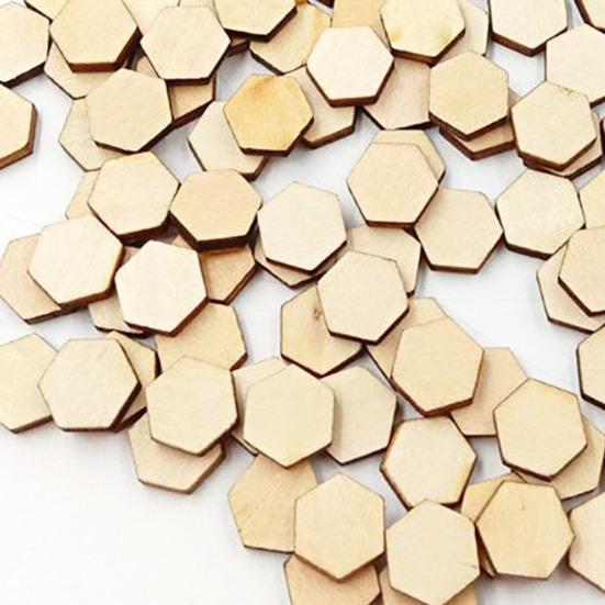 200Pcs 1cm Wooden Hexagon Handcraft Tags Pendant Decoration DIY Ornament Tool