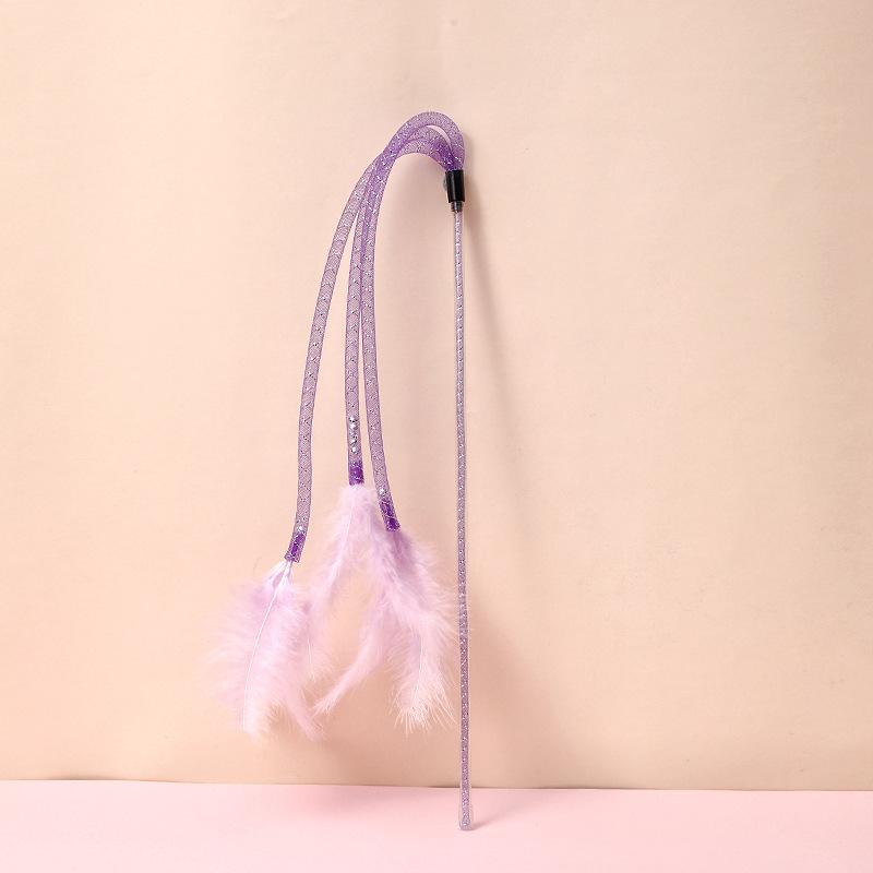 Plush Feather Cat Teaser Stick with Bell - Stress Relief and Fun Self-Entertainment Toy