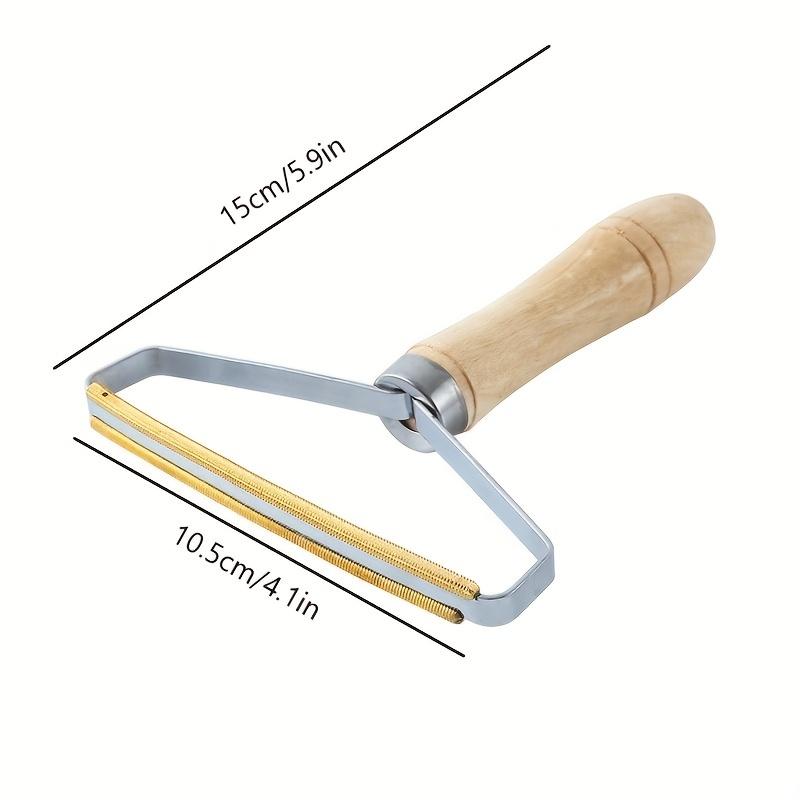 1pc Wooden Handle Shaver, Clothing Remover, Woolen Coat, Manual Shaver, Stainless Steel Double-sided Hair Remover