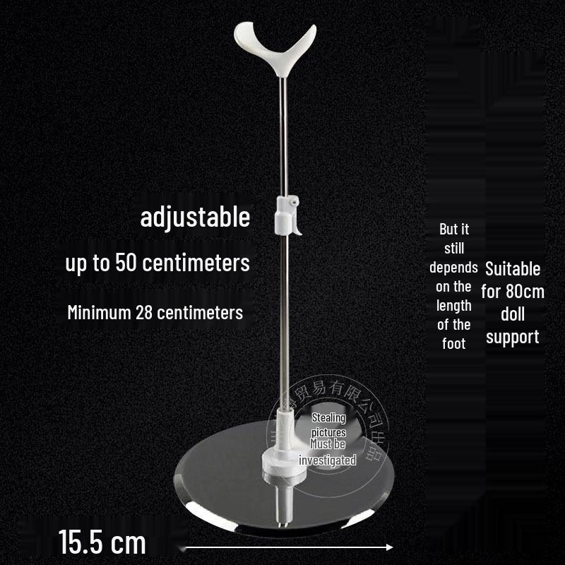 Adjustable Stainless Steel Doll Stand for 30cm to 60cm BJD Dolls with Multiple Support Points