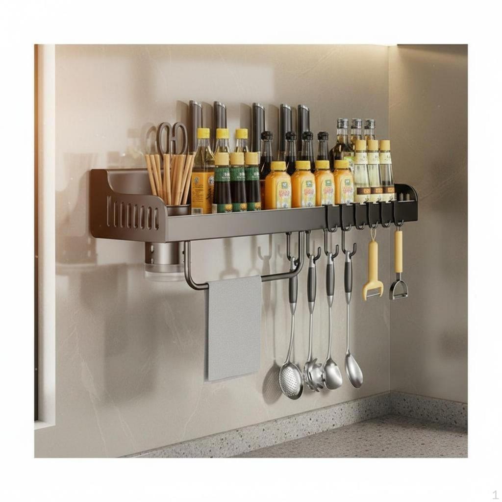 Multifunctional Utensil Holder Screwless Setup Installation WallMounted