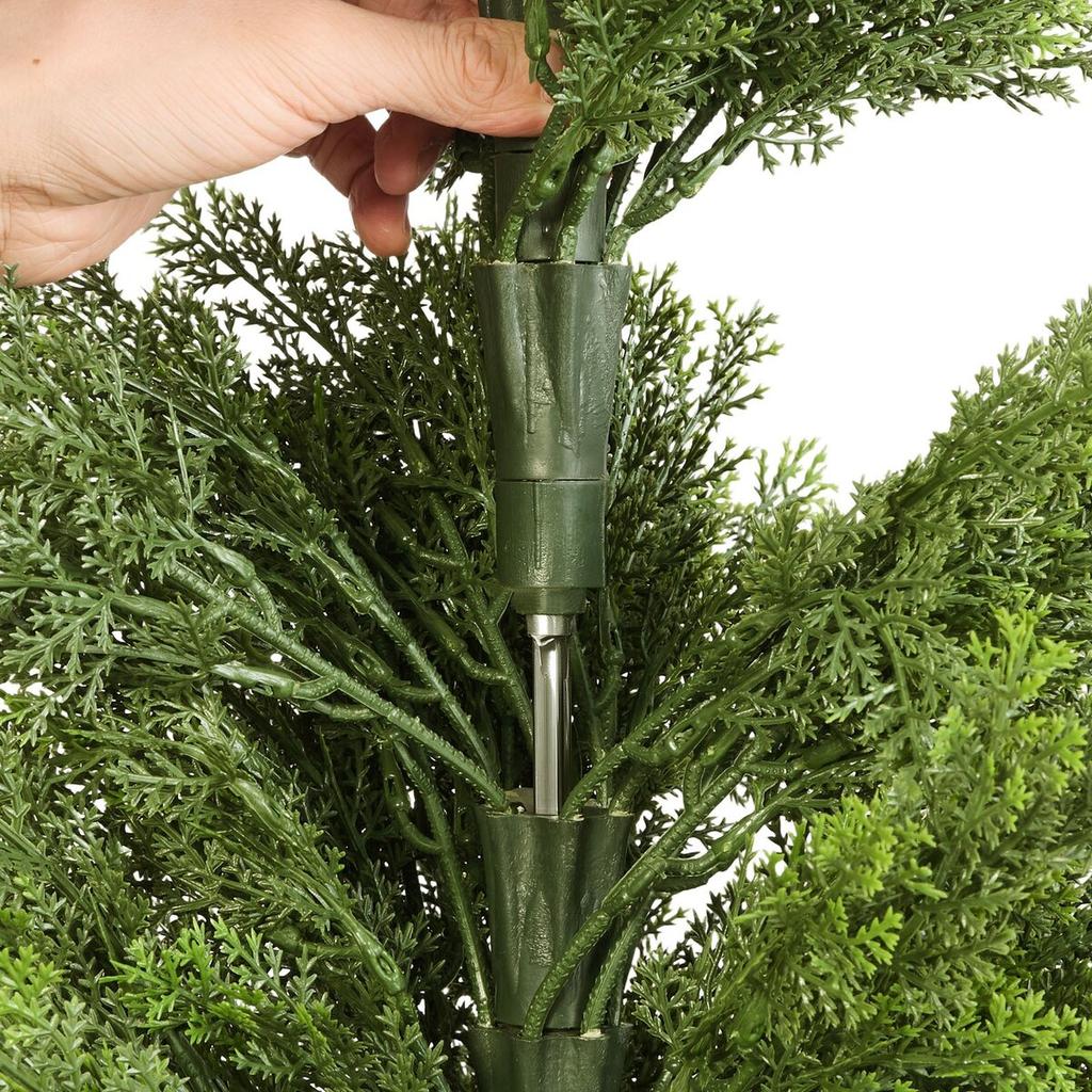 Artificial Topiary Cedar Trees, 2 Set 1219mm Faux Pine Shrubs Plants, Fake Silk Tree Look Real, Easy Assembly for Decor Front Porch Outdoor Patio