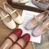 Fashion Flat Shoes Women's 2025 Spring New Red Round Toe Mary Jane Shoes Silver Working Outdoor Plus Size 42 43 44 Women's Shoes