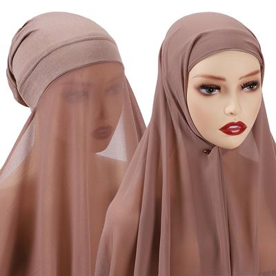Muslimische Damenhaube + Chiffonschal Sofortige Unterziehhaube Islamische Innenhaube Stirnband Stretch Hijab Abdeckung Kopftuch Turban