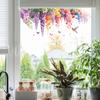 Sticker per beautificazione balcone esterno, fiore di vite viola, colibrì, stile acquerello primaverile