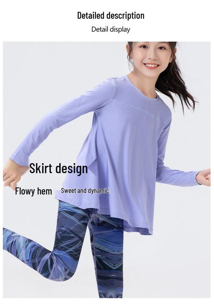 Girls' Quick-Dry Sports T-shirt: Breathable, Sweat-Wicking, Elastic, Ideal for Fitness and Yoga. Perfect for Spring and Autumn.