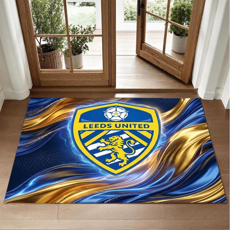 Leeds United Football Design Crystal Velvet Rug Soft Decorative Mat for Bedroom Entrance