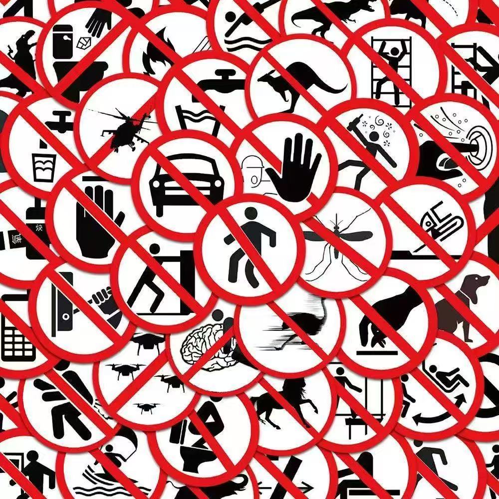 64 Pieces Of Fun Warning Stickers Decoration Diy Laptop Notebook Suitcase Motorcycle Cool Waterproof Sticker Packs