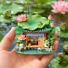 Cute Frog Tea House Fridge Magnet 3D Resin Refrigerator Sticker Lovely Lotus Embossed Decor Magnet For Kitchen Home Decoration