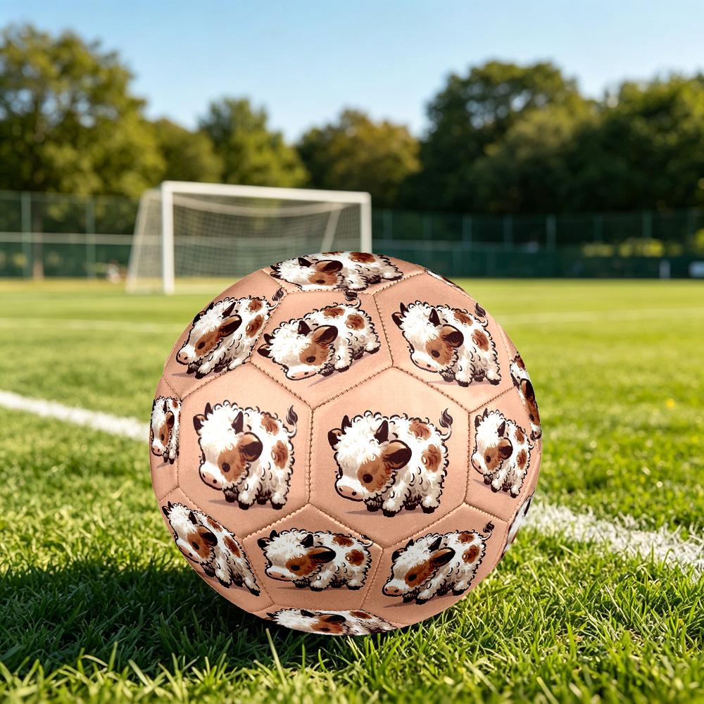 1pc Fluffy Cow Illustration Size 5 Soccer Ball Professional Match Training Football Indoor &Outdoor Sports Ball Lightweight Durable c6598