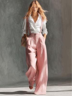 Macacão Retro de Cintura Alta Wide Leg Estilo Novo 2026
